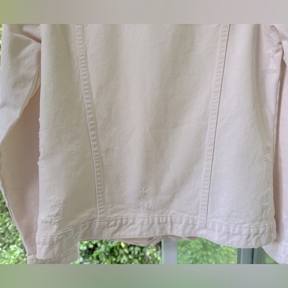 RE-Denim “VERY UNIQUE Creation” 8 Women’s distressed pale pink denim jacket BOHO - Picture 8 of 11